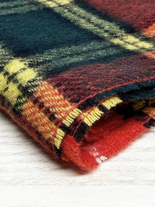 vintage wool tartan fringe scarf - good market thrift store