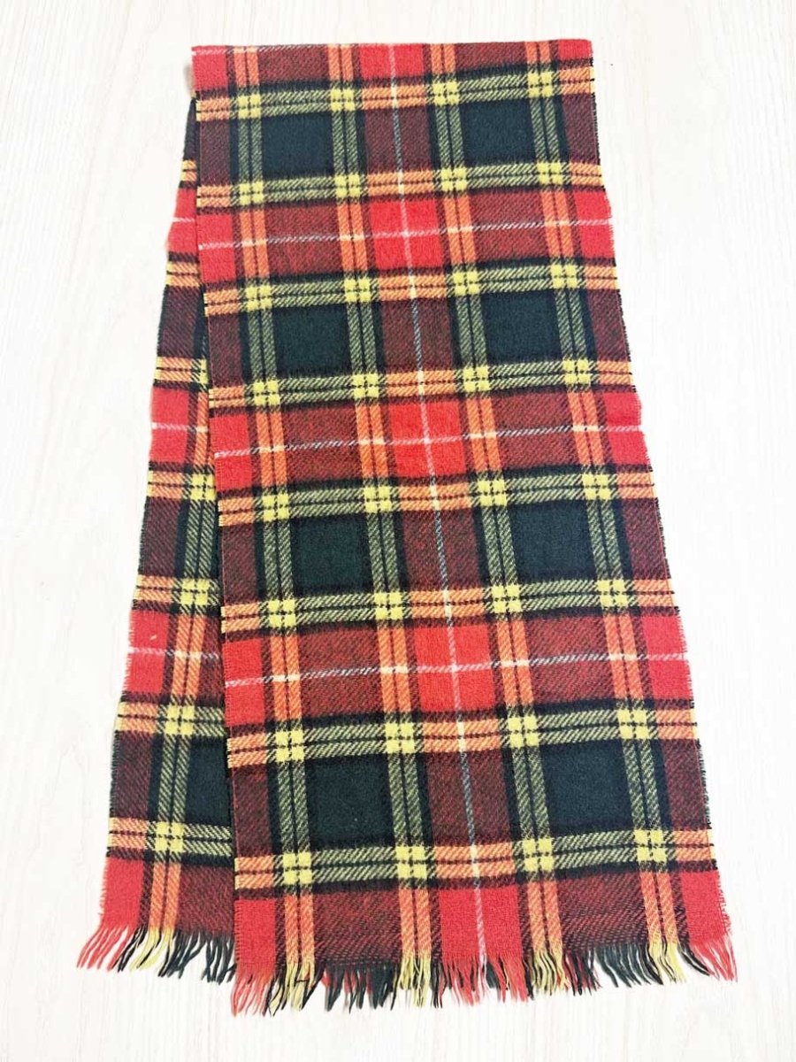 vintage wool tartan fringe scarf - good market thrift store