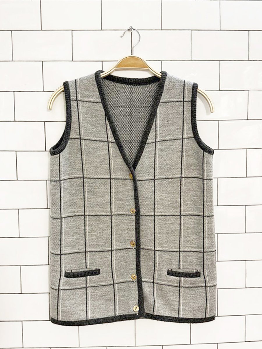 vintage wool window pocket knit vest - good market thrift store