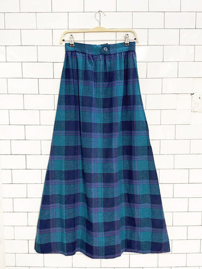 vintage wool woven plaid maxi skirt - good market thrift store