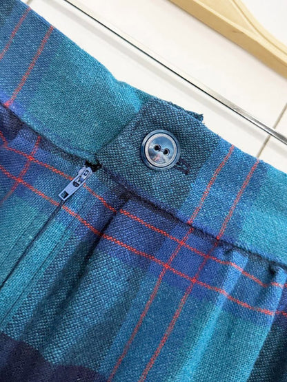 vintage wool woven plaid maxi skirt - good market thrift store