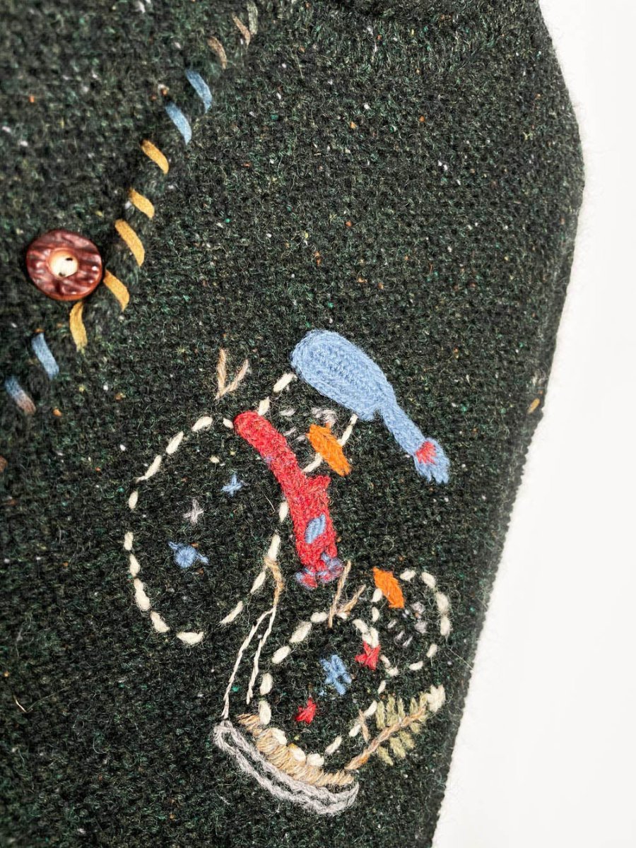 vintage woolrich 100% wool minimal snowmen knit cardigan - good market thrift store