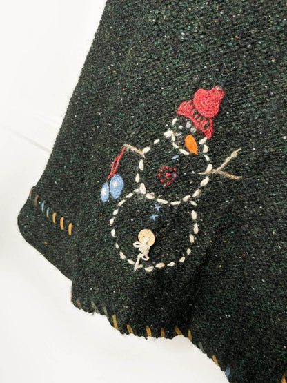 vintage woolrich 100% wool minimal snowmen knit cardigan - good market thrift store