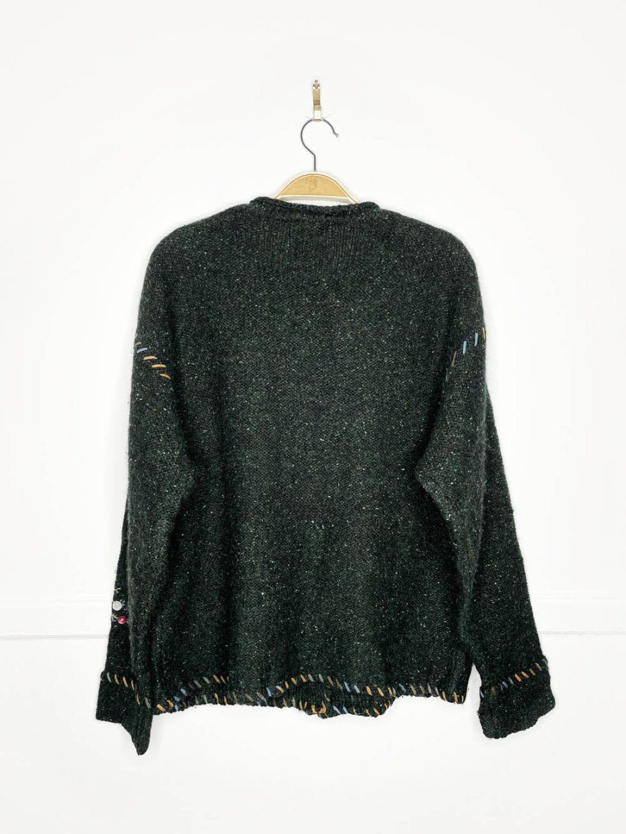 vintage woolrich 100% wool minimal snowmen knit cardigan - good market thrift store