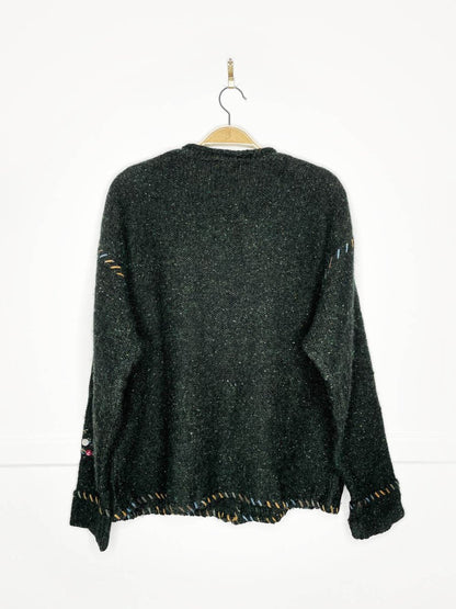 vintage woolrich 100% wool minimal snowmen knit cardigan - good market thrift store