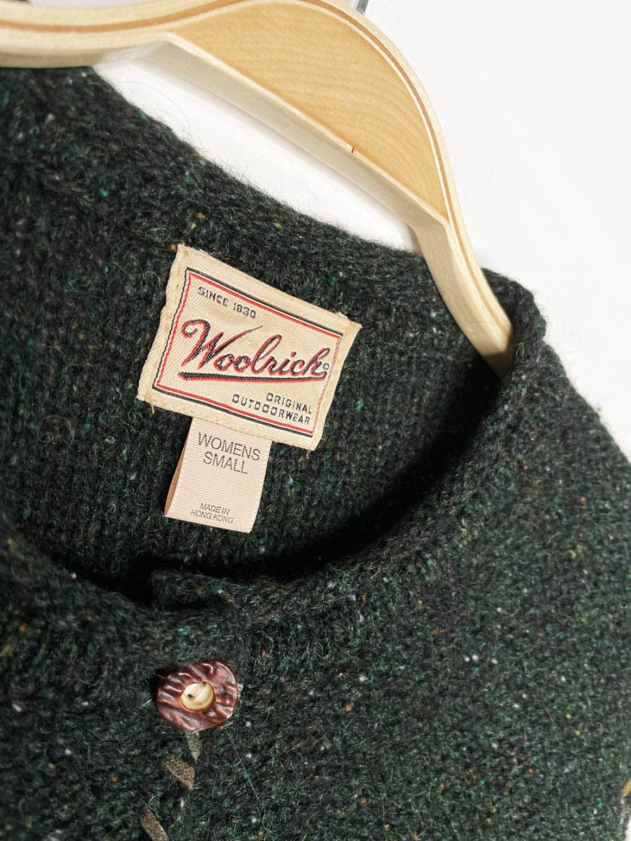 vintage woolrich 100% wool minimal snowmen knit cardigan - good market thrift store