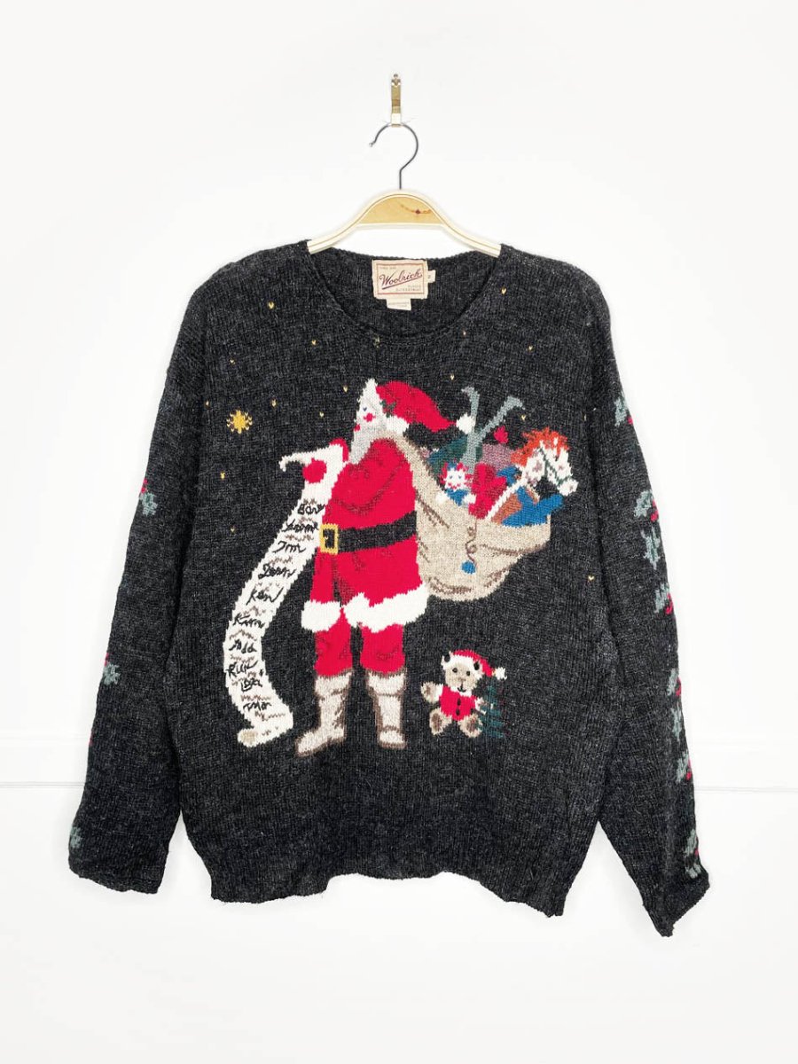 vintage woolrich 100% wool old saint nick light wool sweater | hand - framed - good market thrift store