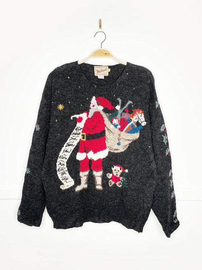 vintage woolrich 100% wool old saint nick light wool sweater | hand - framed - good market thrift store