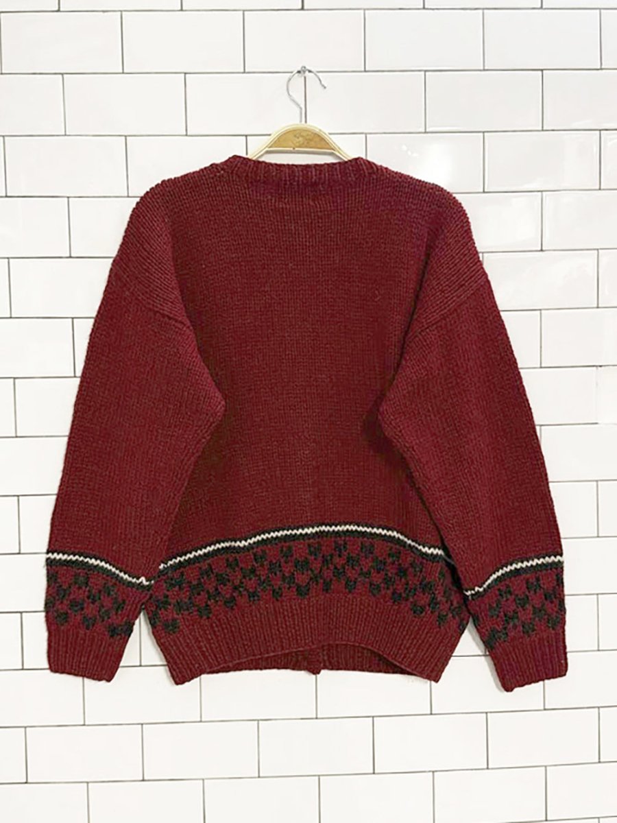 vintage woolrich 100% wool sheep knit cardigan - good market thrift store