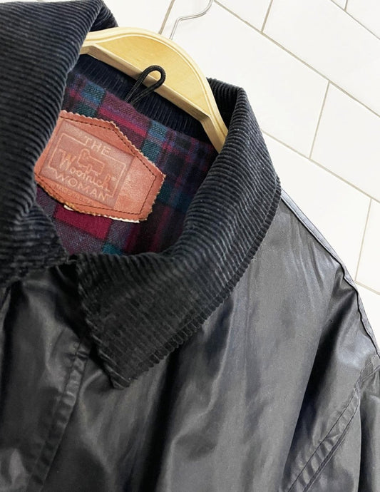 vintage woolrich cord collar waxed wool-lined belted barn coat | made in usa - good market thrift store