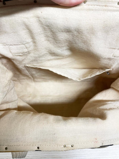 vintage woven animal print bamboo handle handbag | made in India - good market thrift store