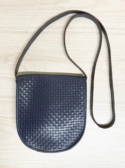 vintage woven flap leather crossbody bag - good market thrift store