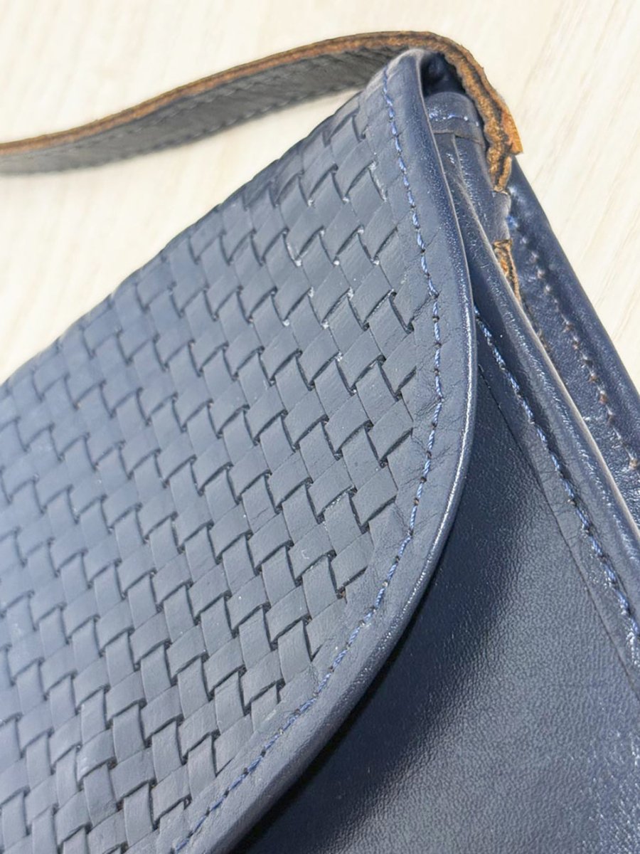 vintage woven flap leather crossbody bag - good market thrift store