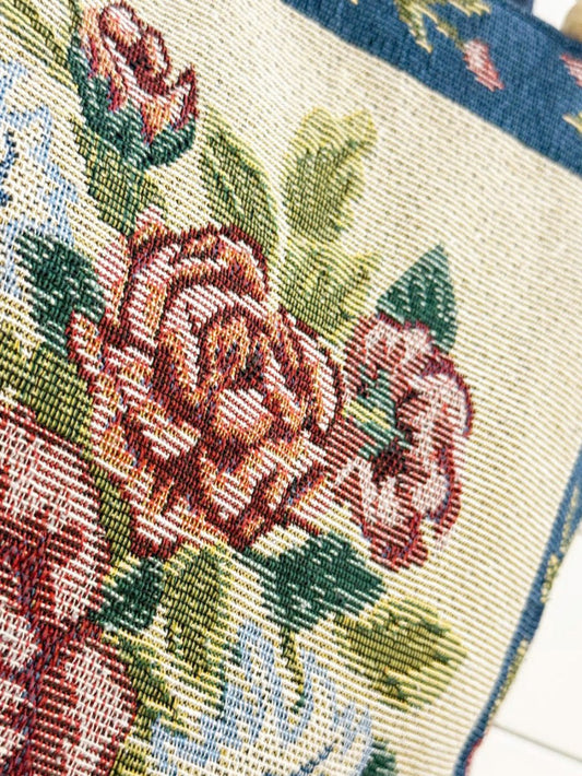 vintage woven floral tapestry shoulder tote bag - good market thrift store