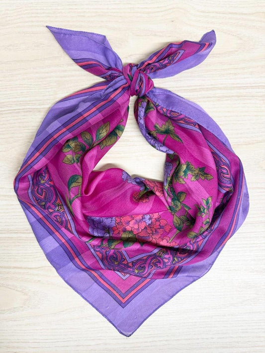 vintage woven florals square scarf - good market thrift store