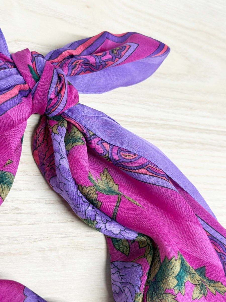 vintage woven florals square scarf - good market thrift store