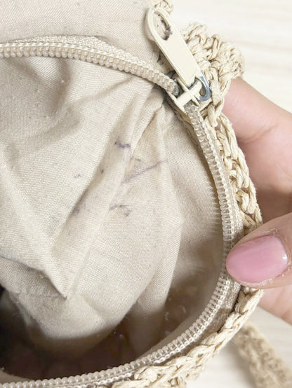 vintage woven flower crochet straw crossbody bag - good market thrift store