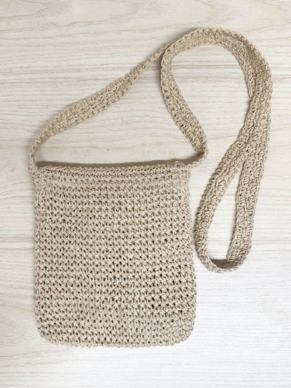 vintage woven flower crochet straw crossbody bag - good market thrift store