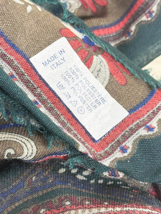 vintage woven paisley fringe square scarf | made in Italy - good market thrift store