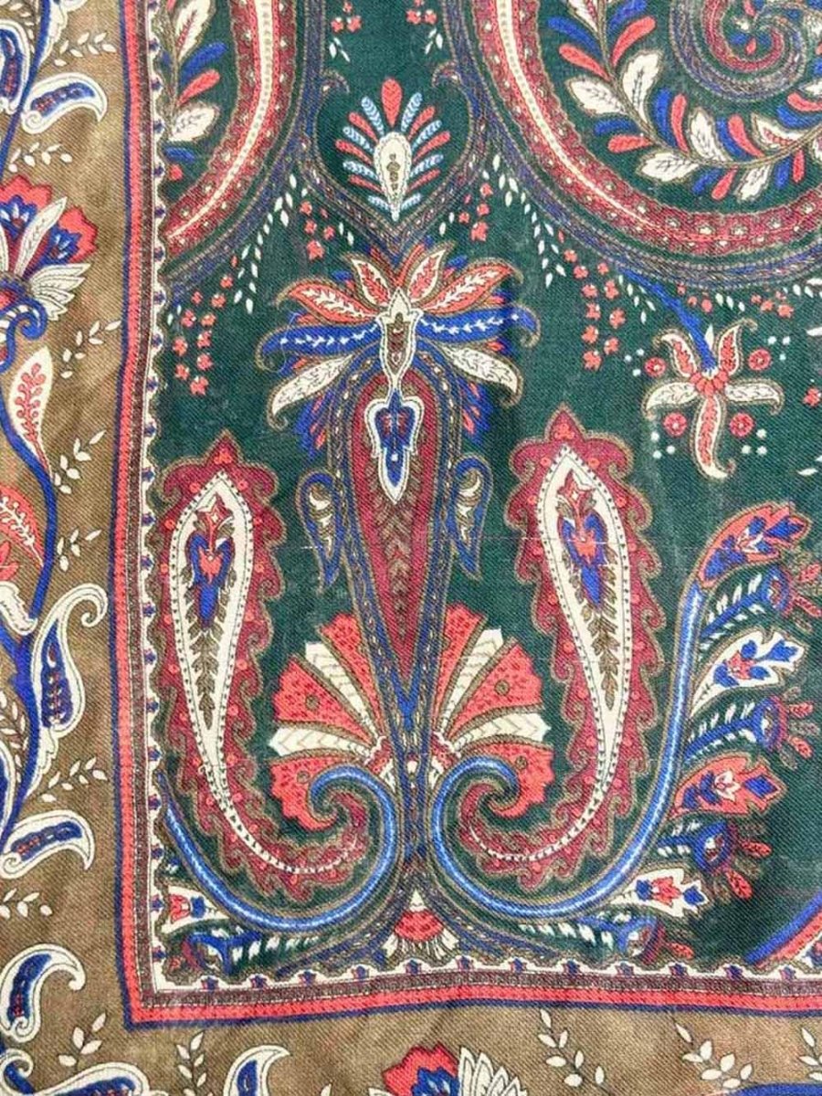 vintage woven paisley fringe square scarf | made in Italy - good market thrift store