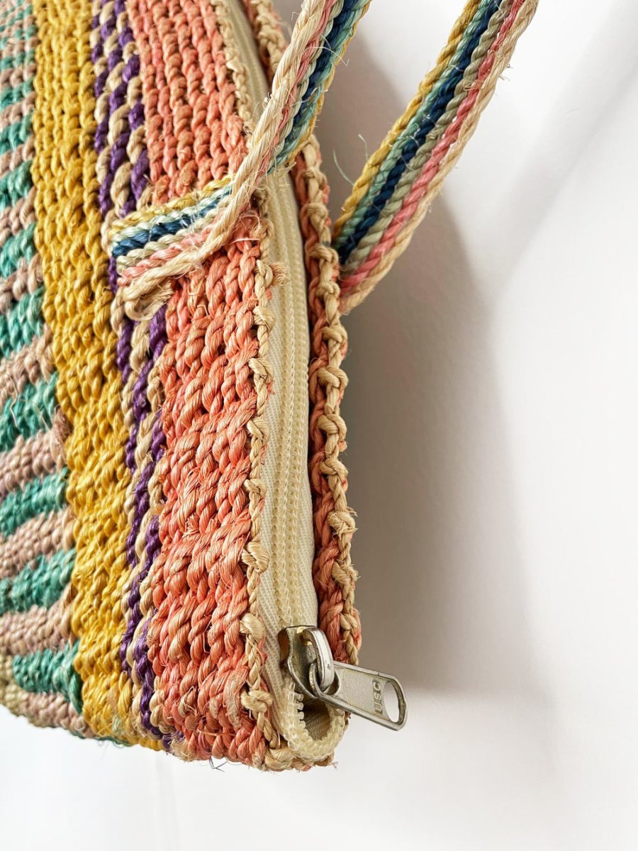 vintage woven sisal market shoulder bag - good market thrift store