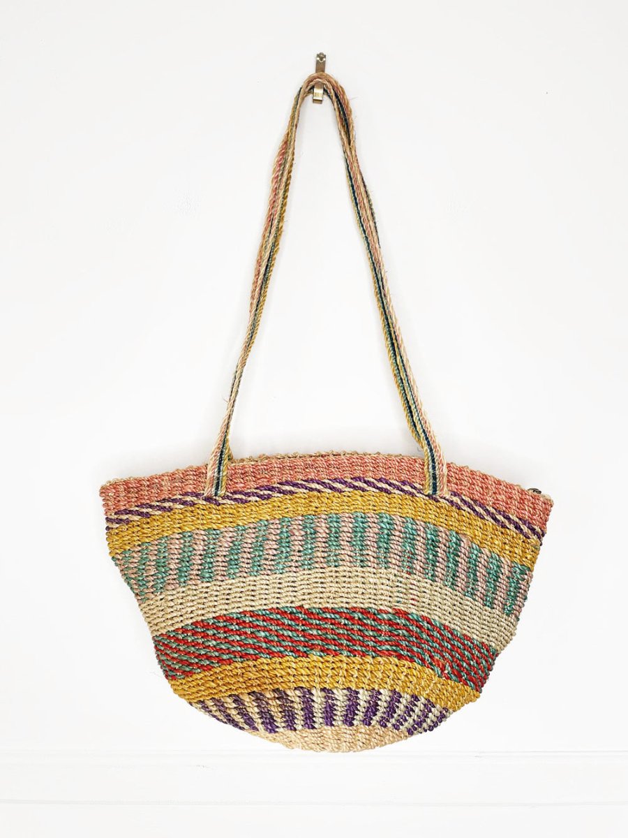 vintage woven sisal market shoulder bag - good market thrift store