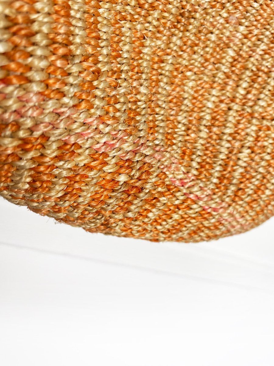 vintage woven sisal market shoulder bag | leather strap - good market thrift store