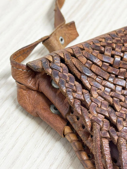 vintage woven tassel leather crossbody bag - good market thrift store