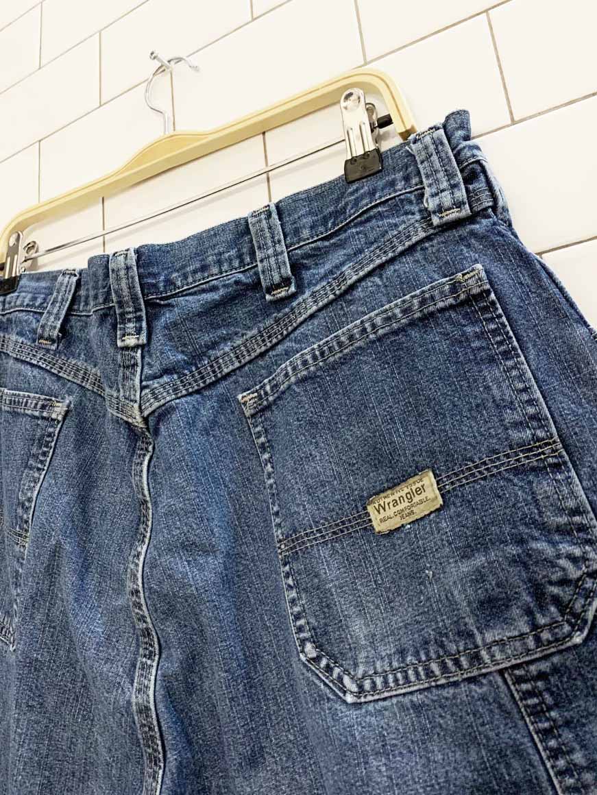 vintage wrangler carpenter baggy long denim shorts - good market thrift store