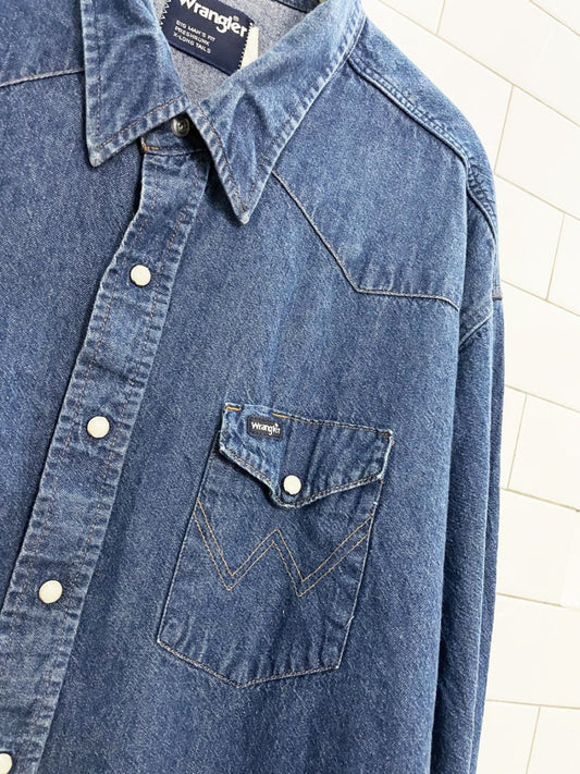 vintage wrangler relaxed western denim full button shirt | big mans fit | rework - good market thrift store