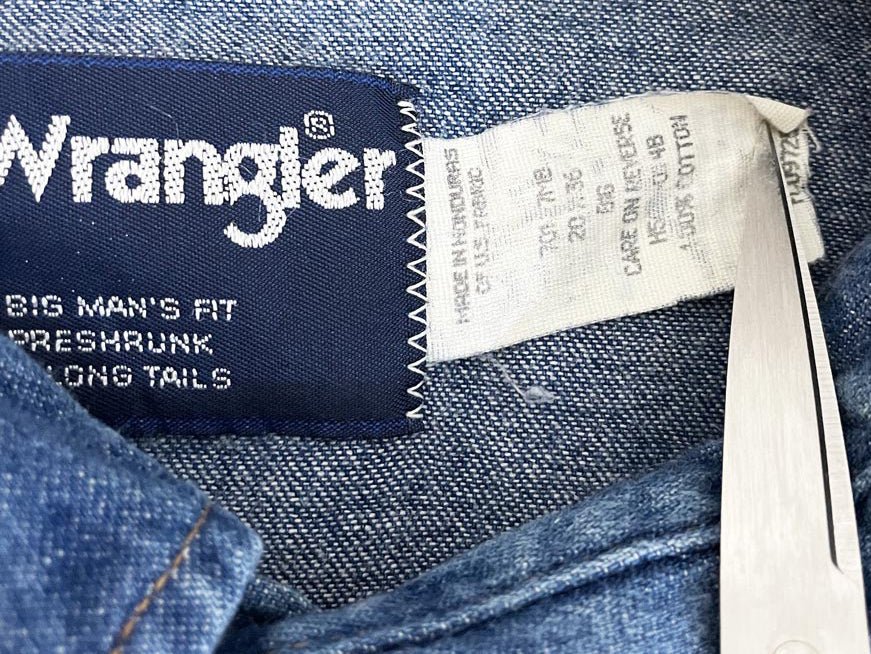 vintage wrangler relaxed western denim full button shirt | big mans fit | rework - good market thrift store