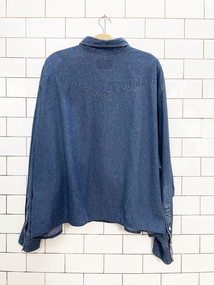 vintage wrangler relaxed western denim full button shirt | big mans fit | rework - good market thrift store