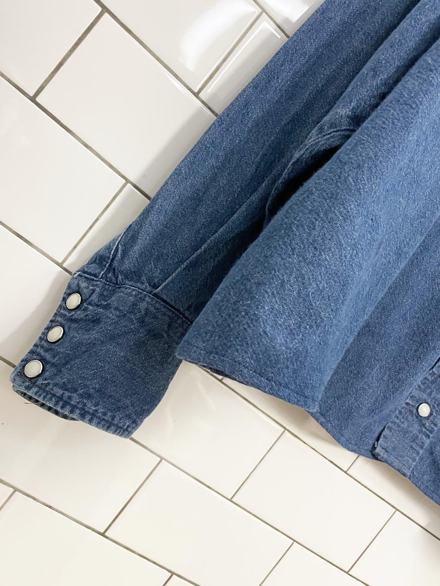 vintage wrangler relaxed western denim full button shirt | big mans fit | rework - good market thrift store
