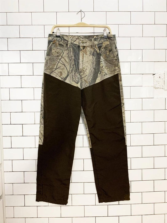 vintage wrangler rugged camo double knee two - tone realtree jeans - good market thrift store