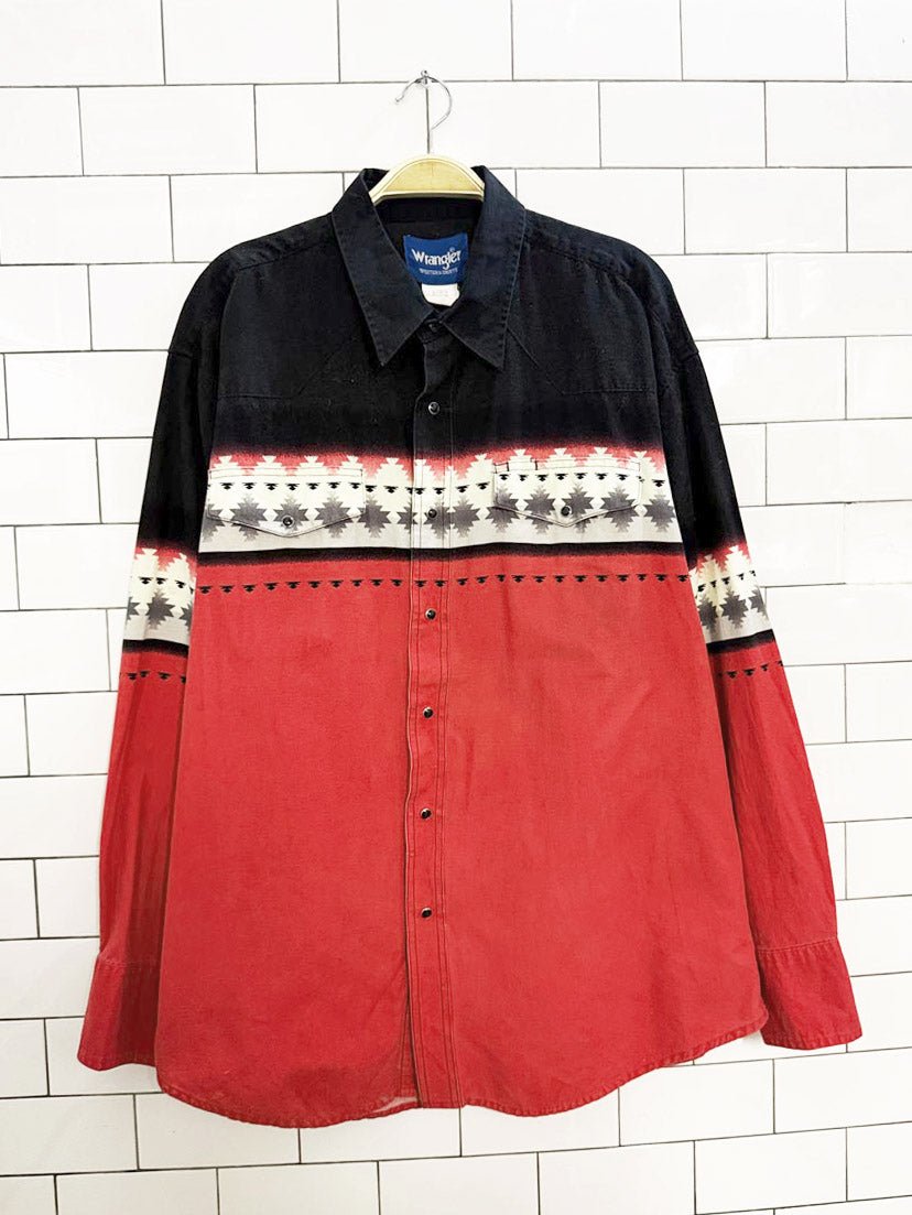 vintage wrangler western snap button shirt - good market thrift store