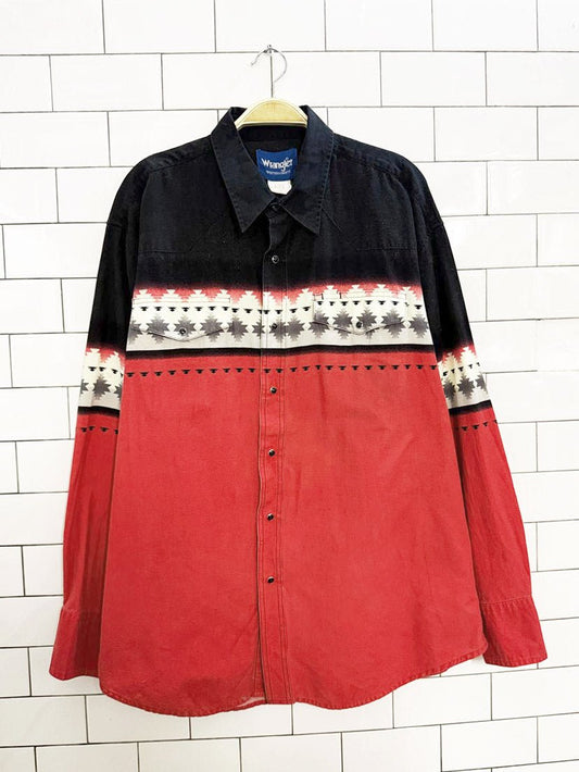 vintage wrangler western snap button shirt - good market thrift store