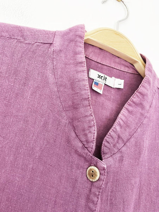 vintage xcit 100% linen full button shirt | made in usa - good market thrift store