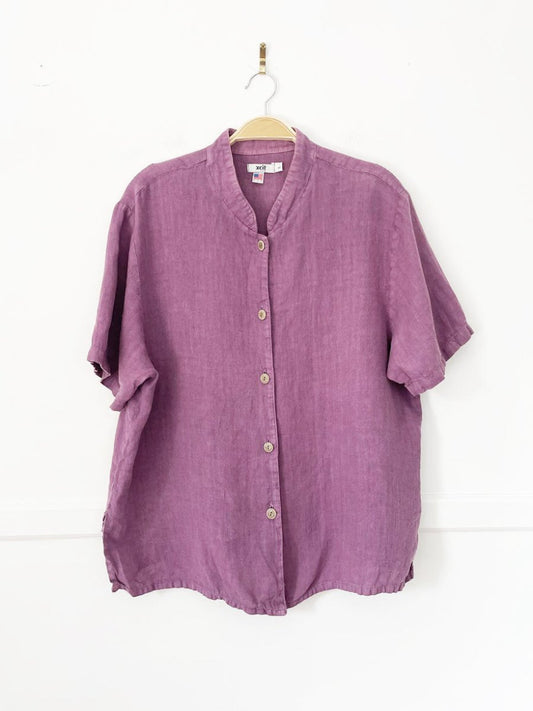 vintage xcit 100% linen full button shirt | made in usa - good market thrift store
