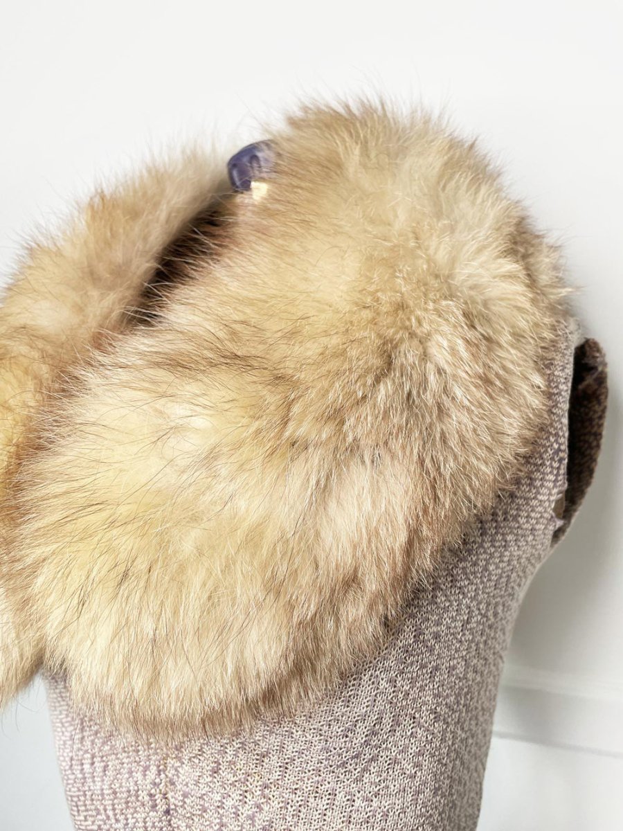 vintage yellow fox fur stole removable collar - good market thrift store