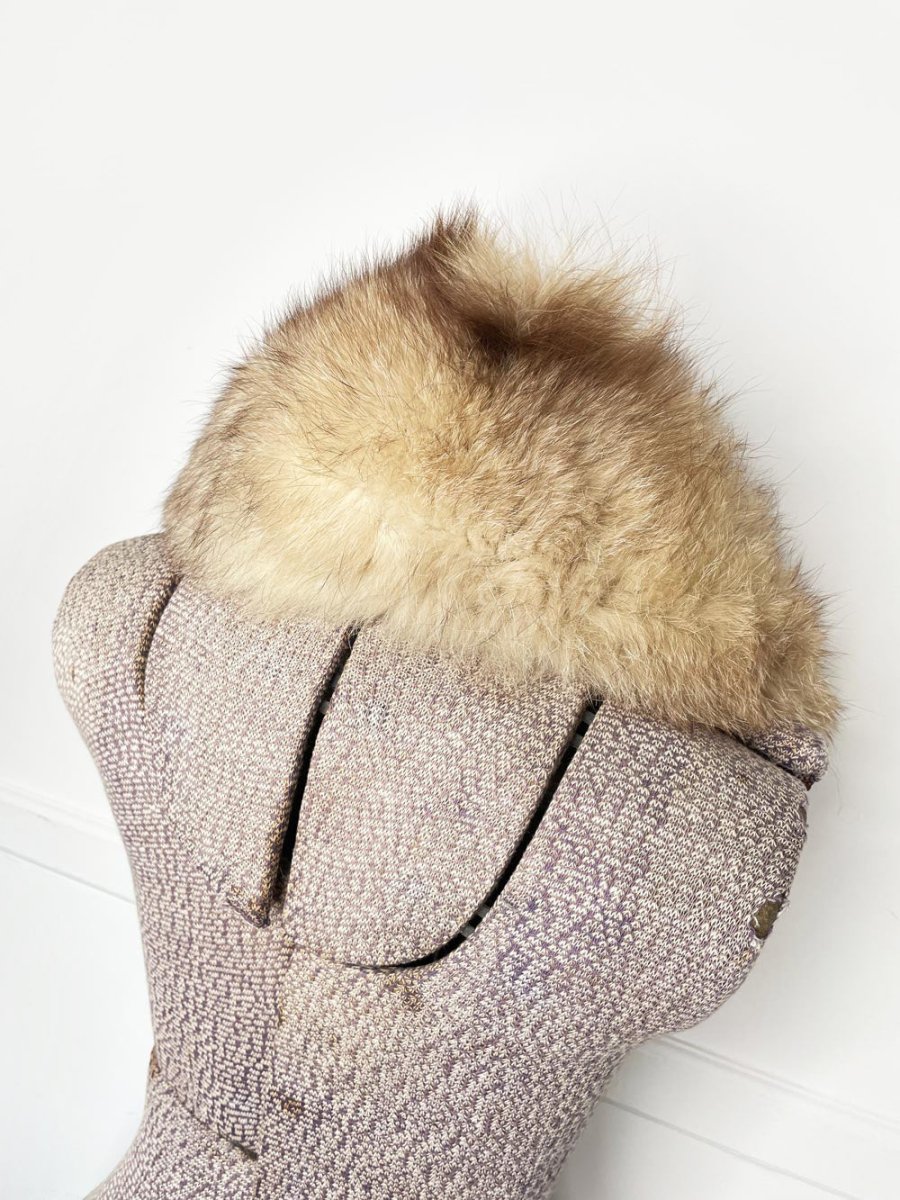 vintage yellow fox fur stole removable collar - good market thrift store