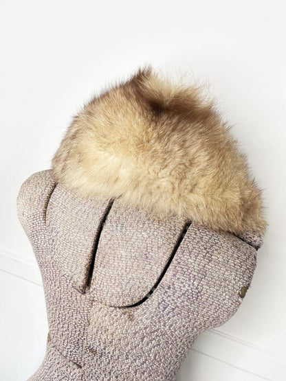 vintage yellow fox fur stole removable collar - good market thrift store