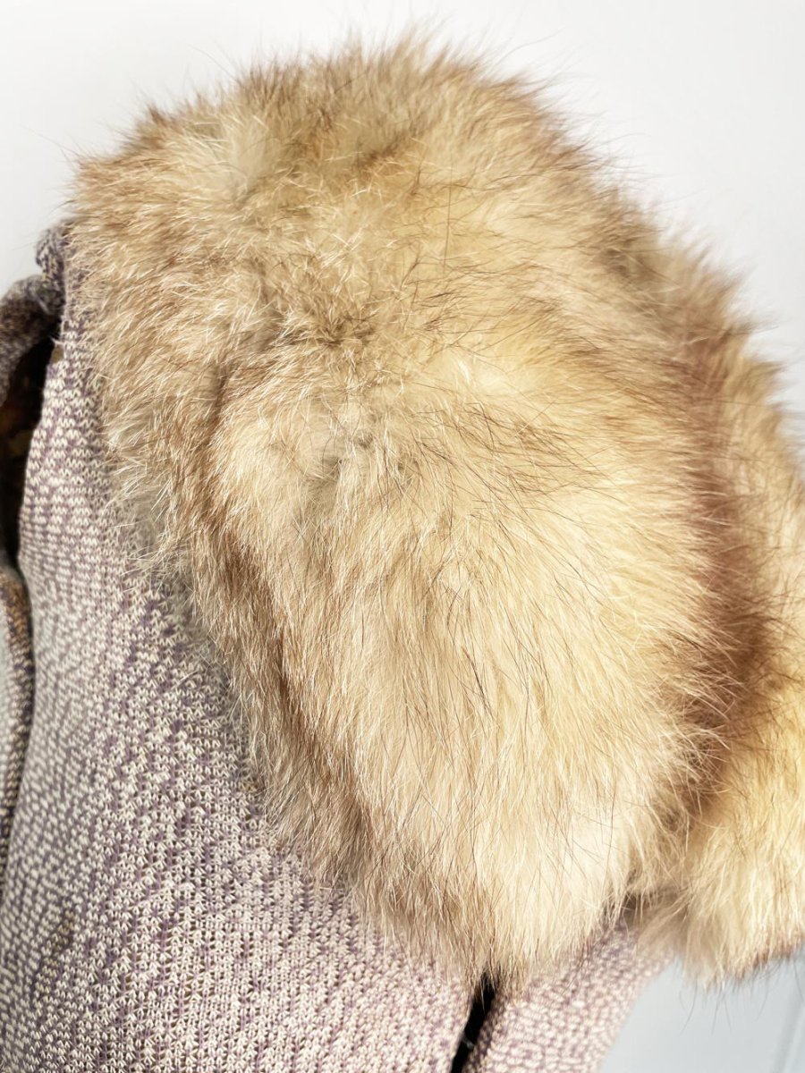 vintage yellow fox fur stole removable collar - good market thrift store