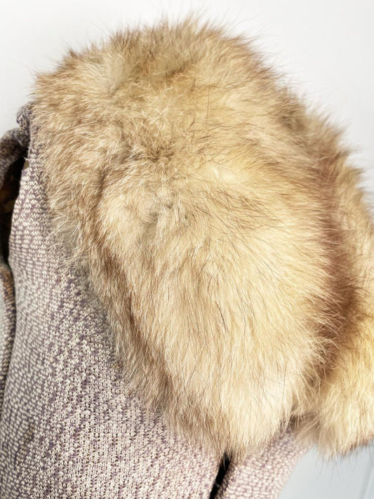 vintage yellow fox fur stole removable collar - good market thrift store