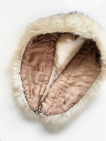vintage yellow fox fur stole removable collar - good market thrift store
