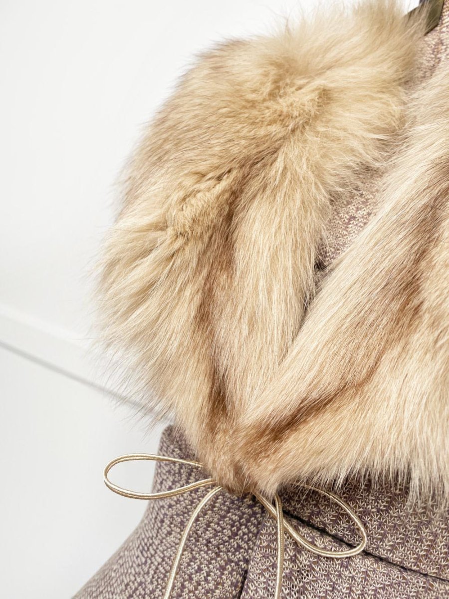 vintage yellow fox fur stole tie collar - good market thrift store