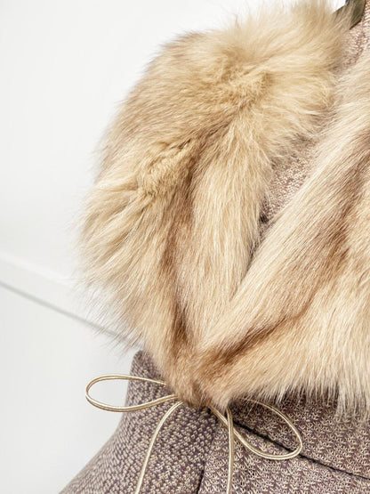 vintage yellow fox fur stole tie collar - good market thrift store