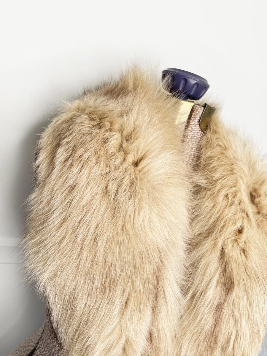 vintage yellow fox fur stole tie collar - good market thrift store