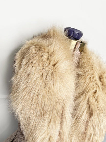 vintage yellow fox fur stole tie collar - good market thrift store