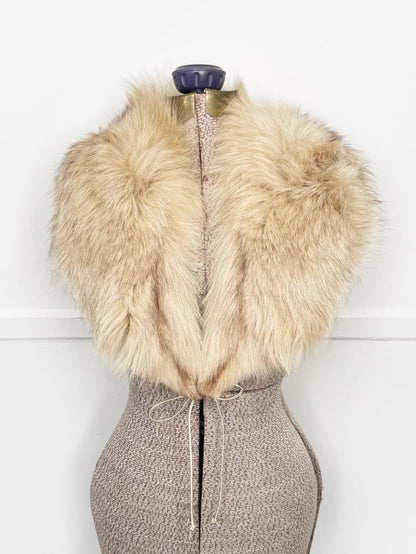 vintage yellow fox fur stole tie collar - good market thrift store