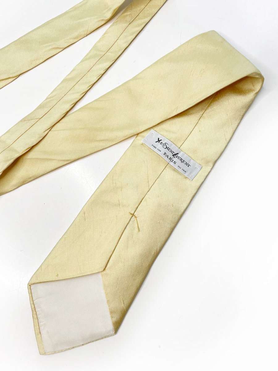 vintage YSL 100% raw silk butter yellow tie | yves saint laurent - good market thrift store